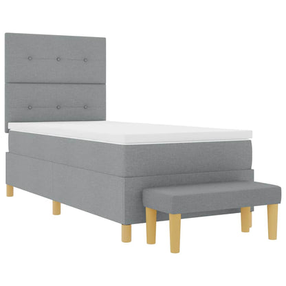 Letto a molle con materasso Grigio chiaro 100 x 200 cm Tessuto
