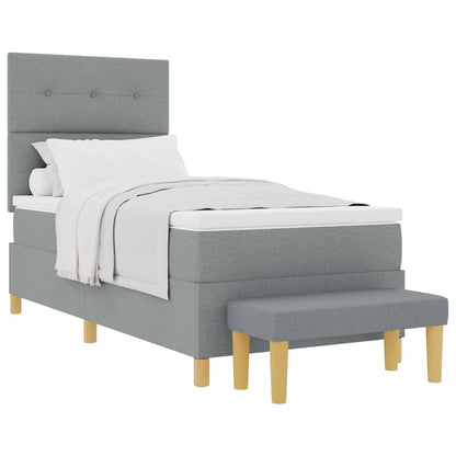 Letto a molle con materasso Grigio chiaro 100 x 200 cm Tessuto