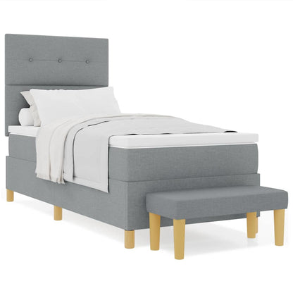 Letto a molle con materasso Grigio chiaro 100 x 200 cm Tessuto