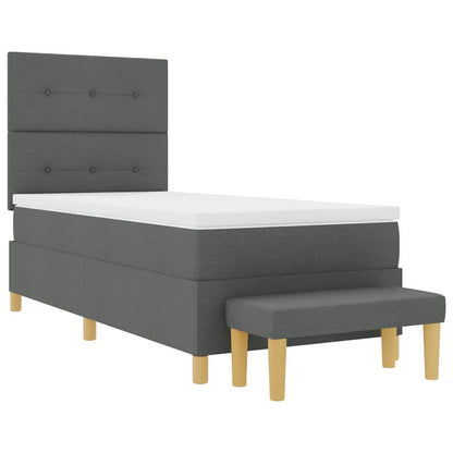 Letto a molle con materasso Grigio scuro 100 x 200 cm Tessuto