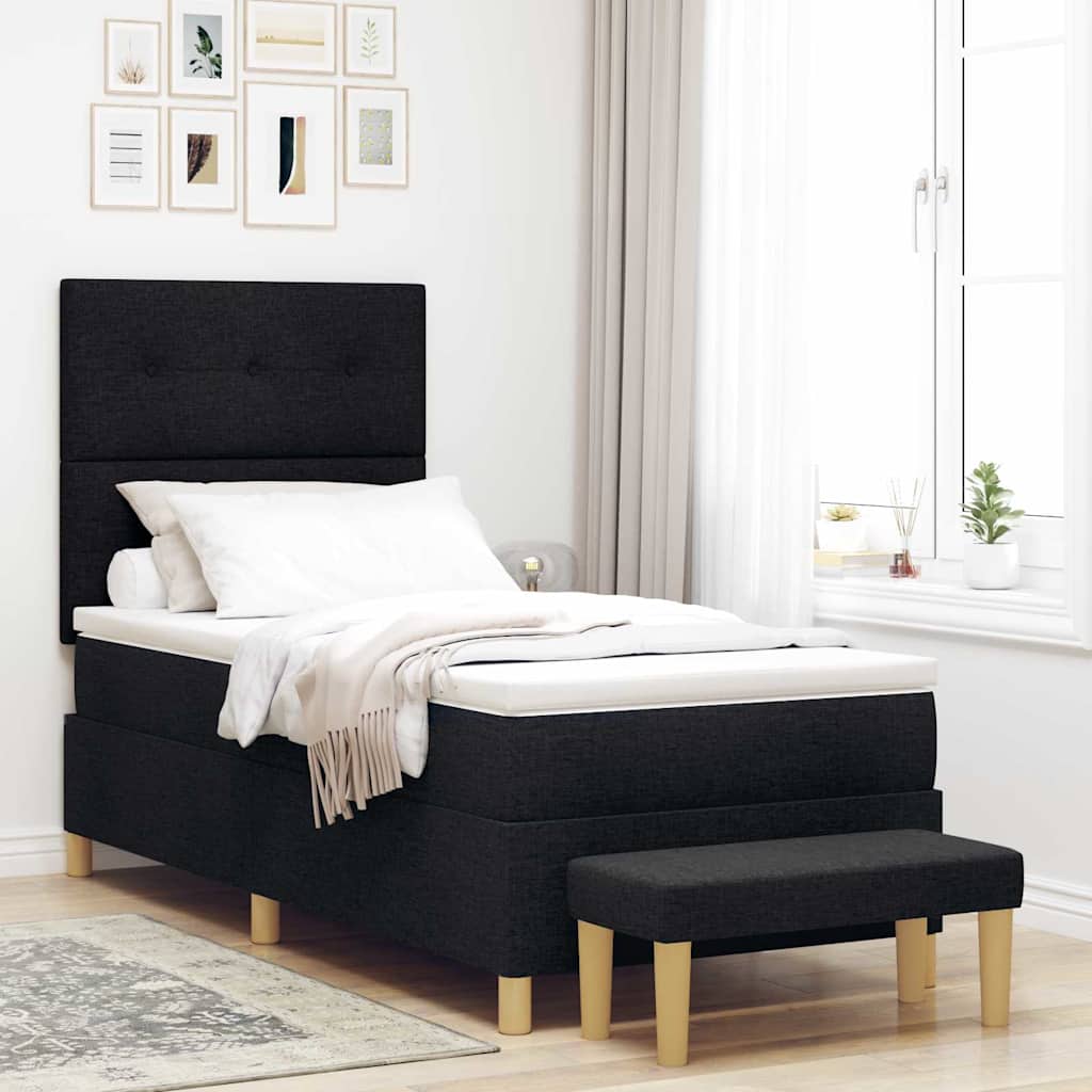 Letto a molle con materasso Nero 100 x 200 cm Tessuto - homemem39