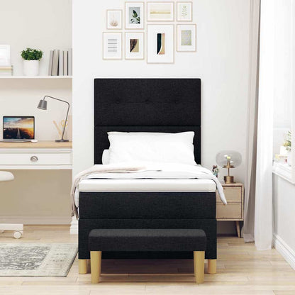 Letto a molle con cuscino Nero 200 x 100 cm Tessuto