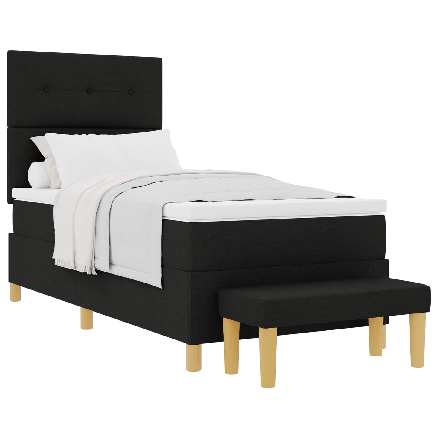 Letto a molle con cuscino Nero 200 x 100 cm Tessuto