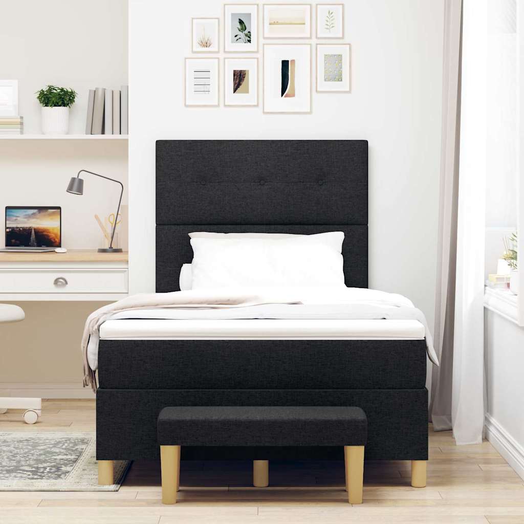 Letto a molle con testiera Nero 190 x 120 cm Tessuto | homemem39