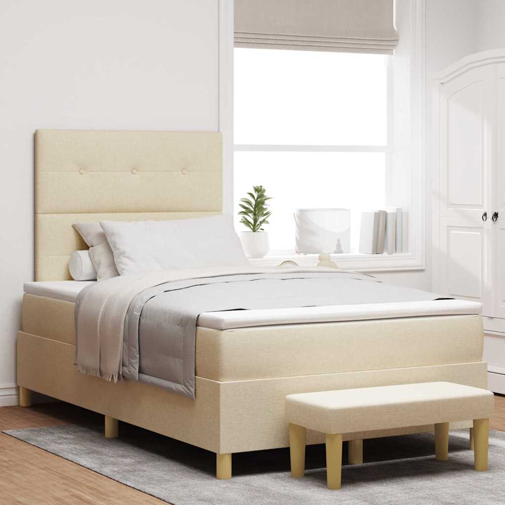Letto a molle con testiera Crema 190 x 120 cm Tessuto | homemem39