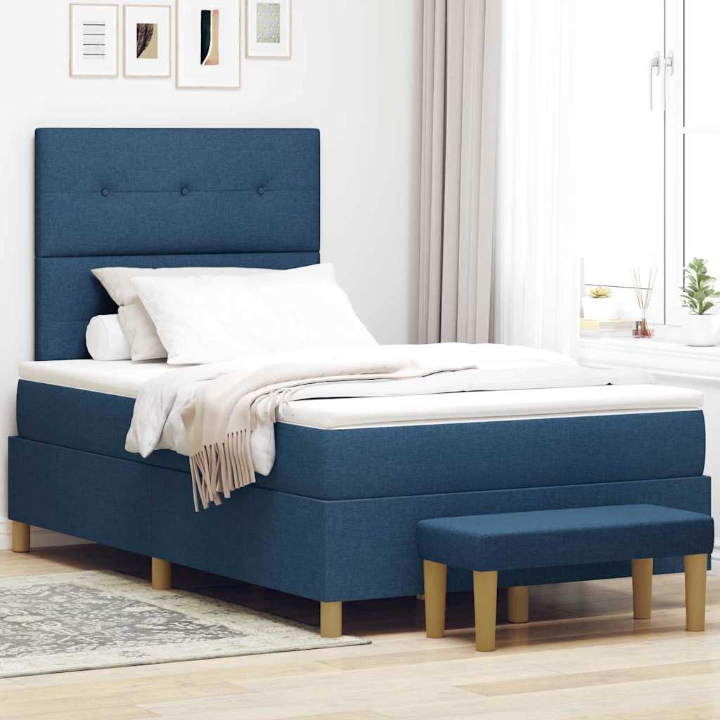 Letto a molle con testiera Blu 190 x 120 cm Tessuto | homemem39