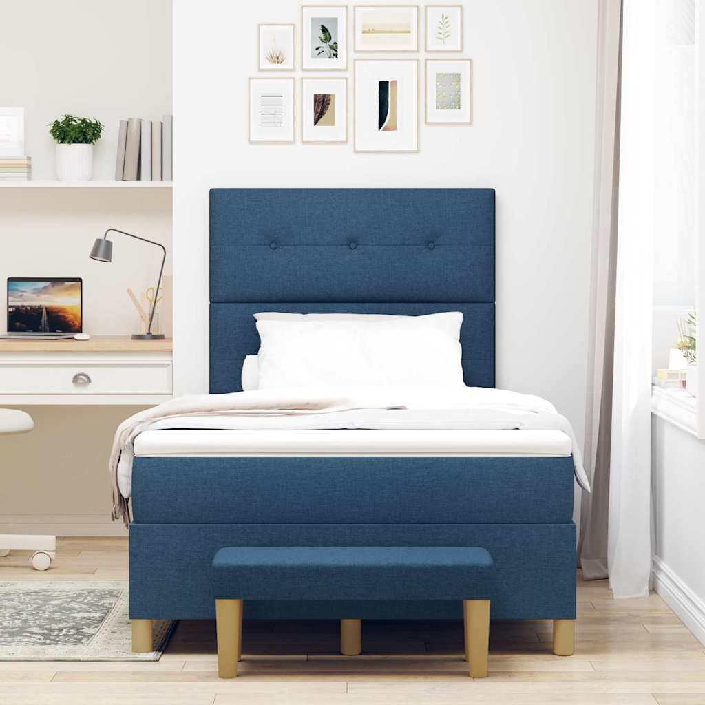 Letto a molle con testiera Blu 190 x 120 cm Tessuto | homemem39