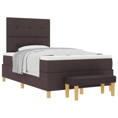 Letto a molle con testiera Marrone scuro 200 x 120 cm Tessuto | homemem39