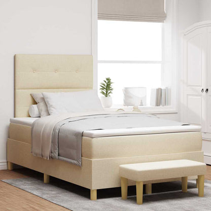 Letto a molle con testiera Crema 200 x 120 cm Tessuto | homemem39