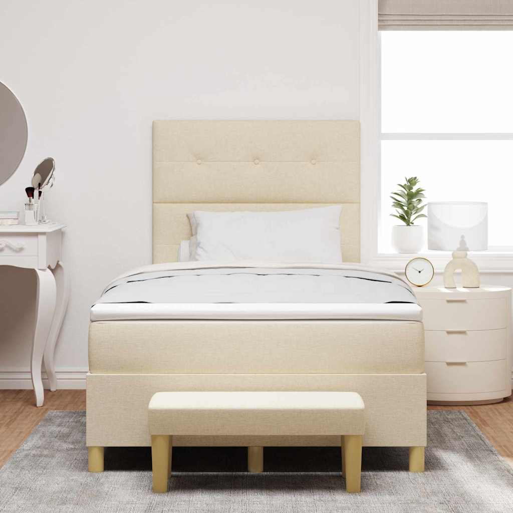 Letto a molle con testiera Crema 200 x 120 cm Tessuto | homemem39