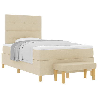 Letto a molle con testiera Crema 200 x 120 cm Tessuto | homemem39