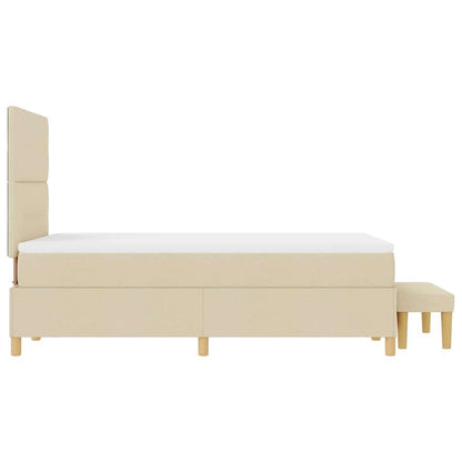 Letto a molle con testiera Crema 200 x 120 cm Tessuto | homemem39