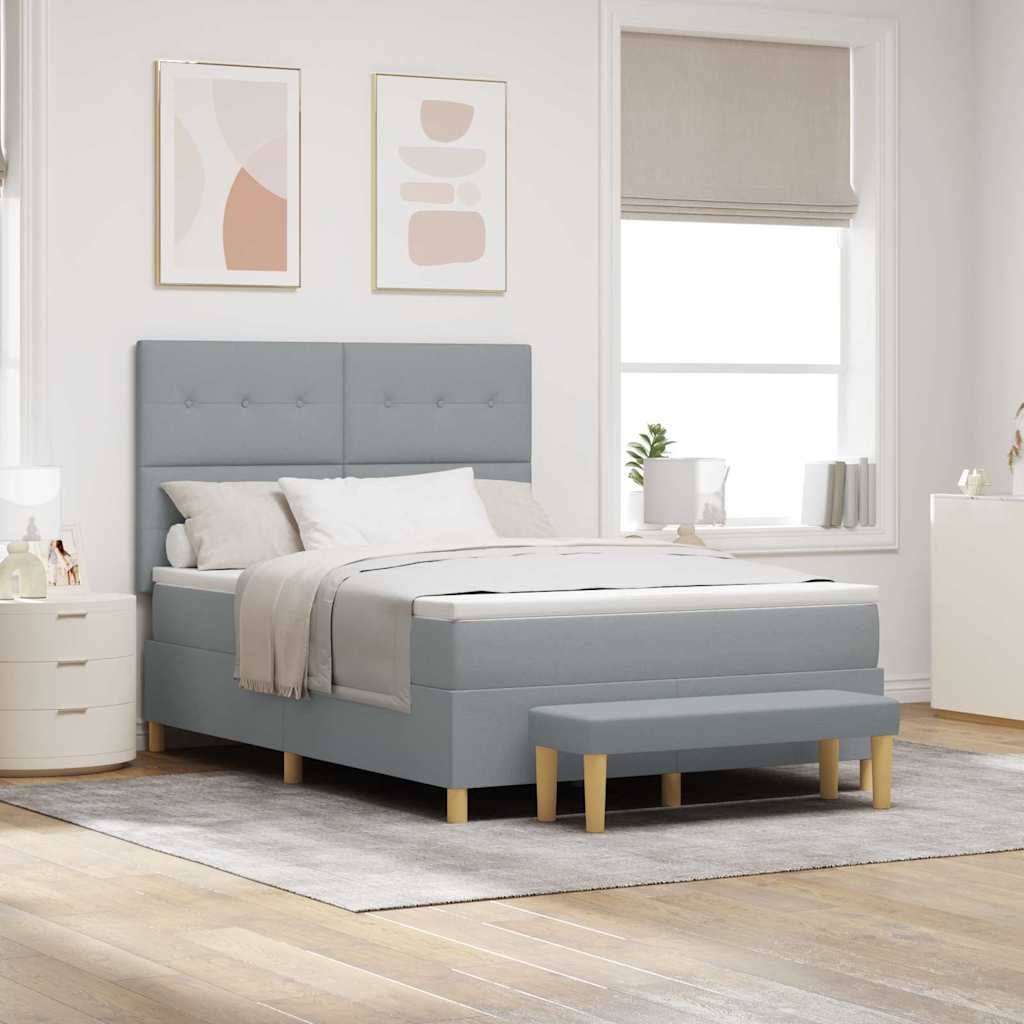 Letto a molle con testiera Grigio chiaro 190 x 140 cm Tessuto | homemem39