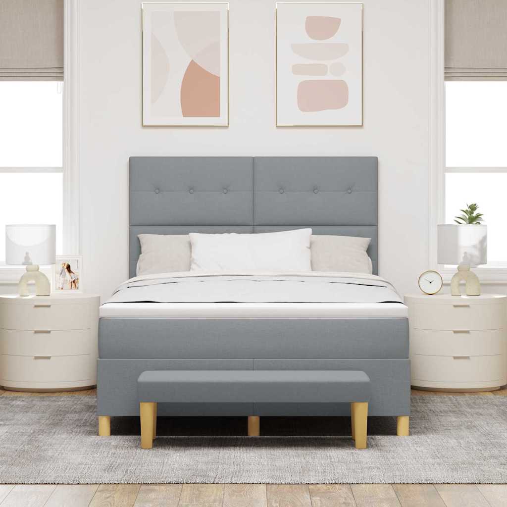 Letto a molle con testiera Grigio chiaro 190 x 140 cm Tessuto | homemem39