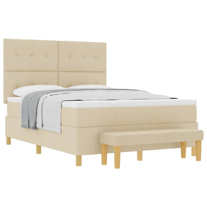 Letto a molle con testiera Crema 140 x 190 cm Tessuto