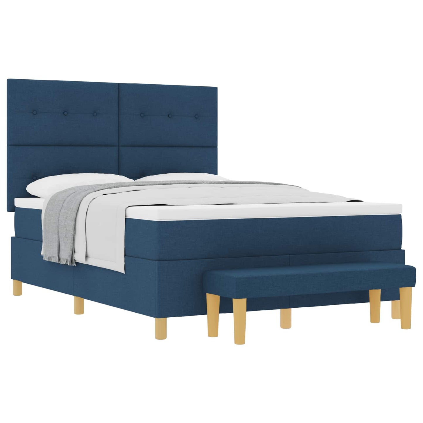 Letto a molle con testiera Blu 190 x 140 cm Tessuto | homemem39