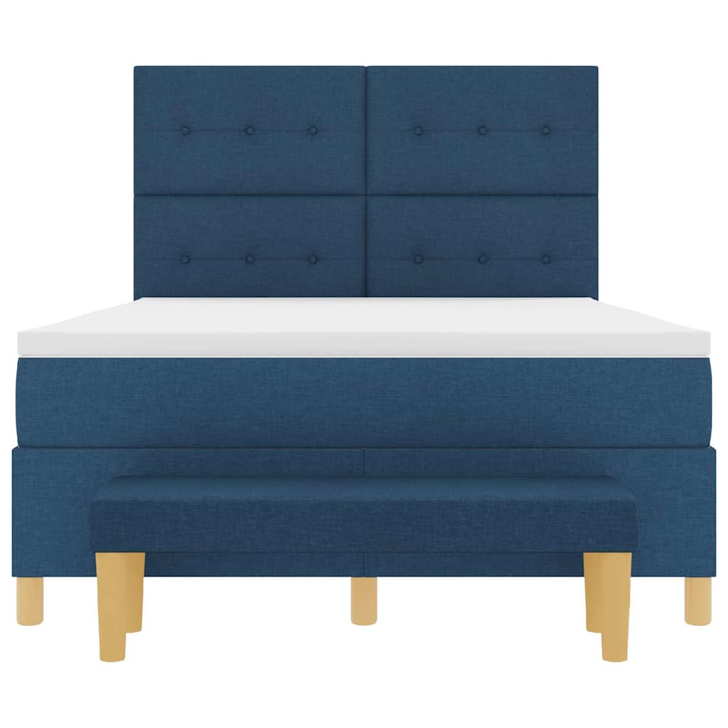 Letto a molle con testiera Blu 190 x 140 cm Tessuto | homemem39