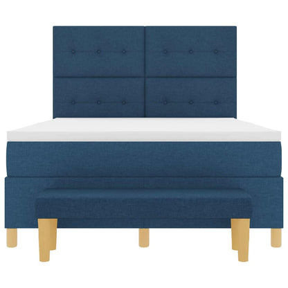 Letto a molle con testiera Blu 190 x 140 cm Tessuto | homemem39