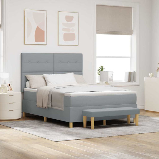 Letto a molle con testiera Grigio chiaro 200 x 140 cm Tessuto | homemem39