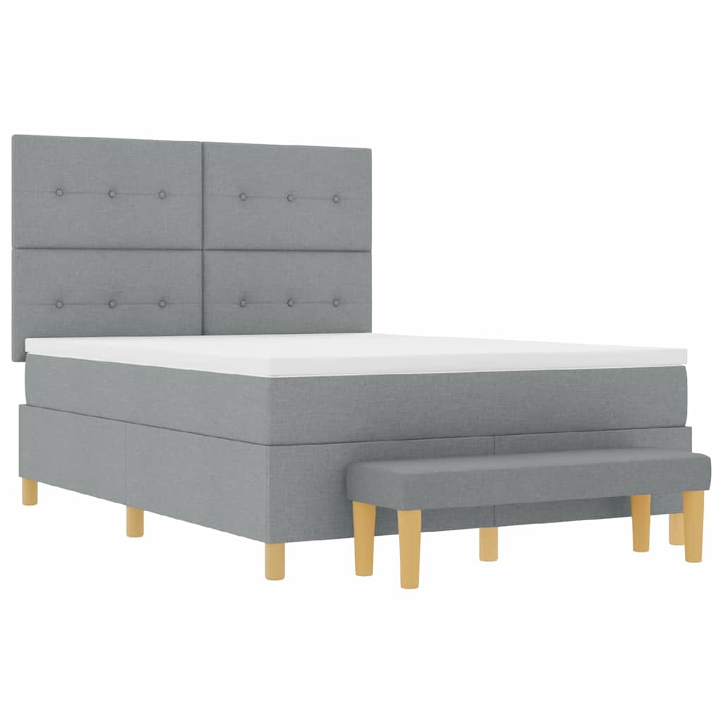 Letto a molle con testiera Grigio chiaro 200 x 140 cm Tessuto | homemem39