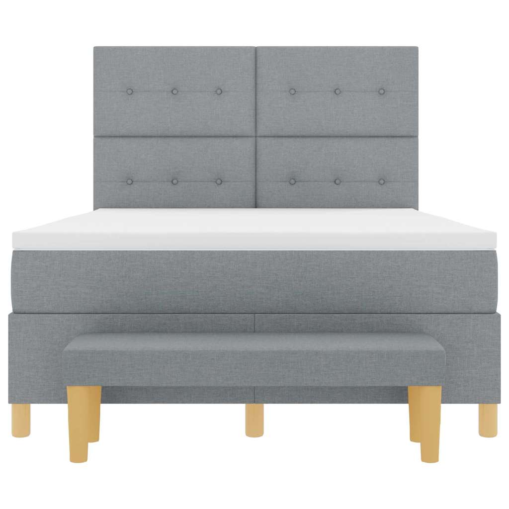 Letto a molle con testiera Grigio chiaro 200 x 140 cm Tessuto | homemem39
