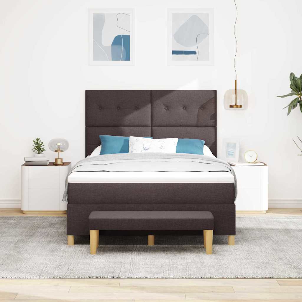 Letto a molle con cuscino Marrone scuro 200 x 140 cm Tessuto | homemem39