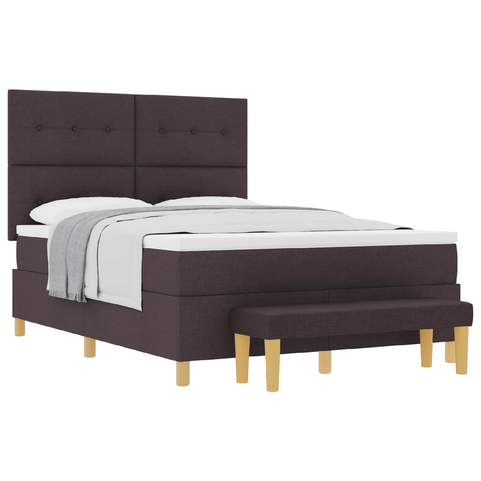 Letto a molle con cuscino Marrone scuro 200 x 140 cm Tessuto | homemem39