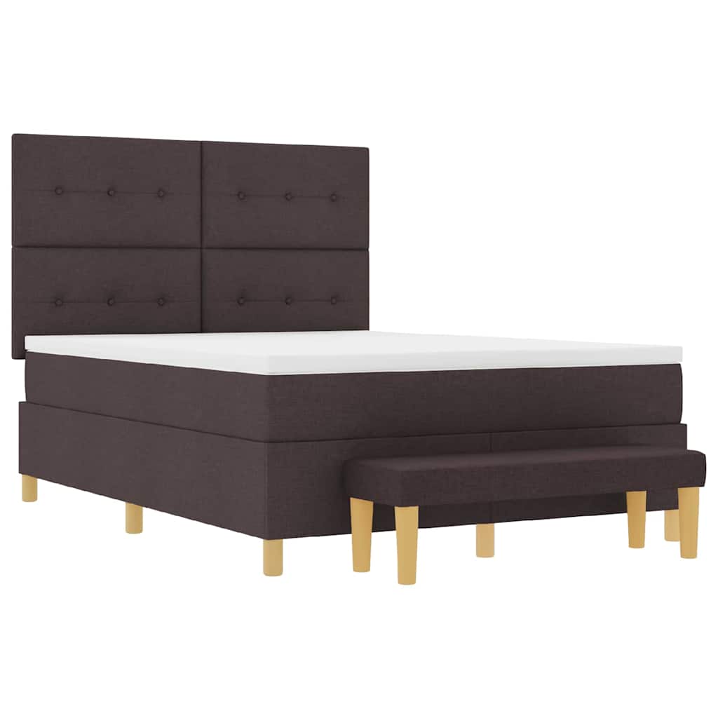 Letto a molle con cuscino Marrone scuro 200 x 140 cm Tessuto | homemem39