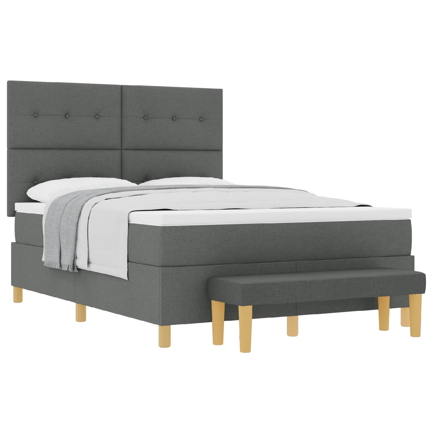 Letto a molle con testiera Grigio scuro 200 x 160 cm Tessuto | homemem39