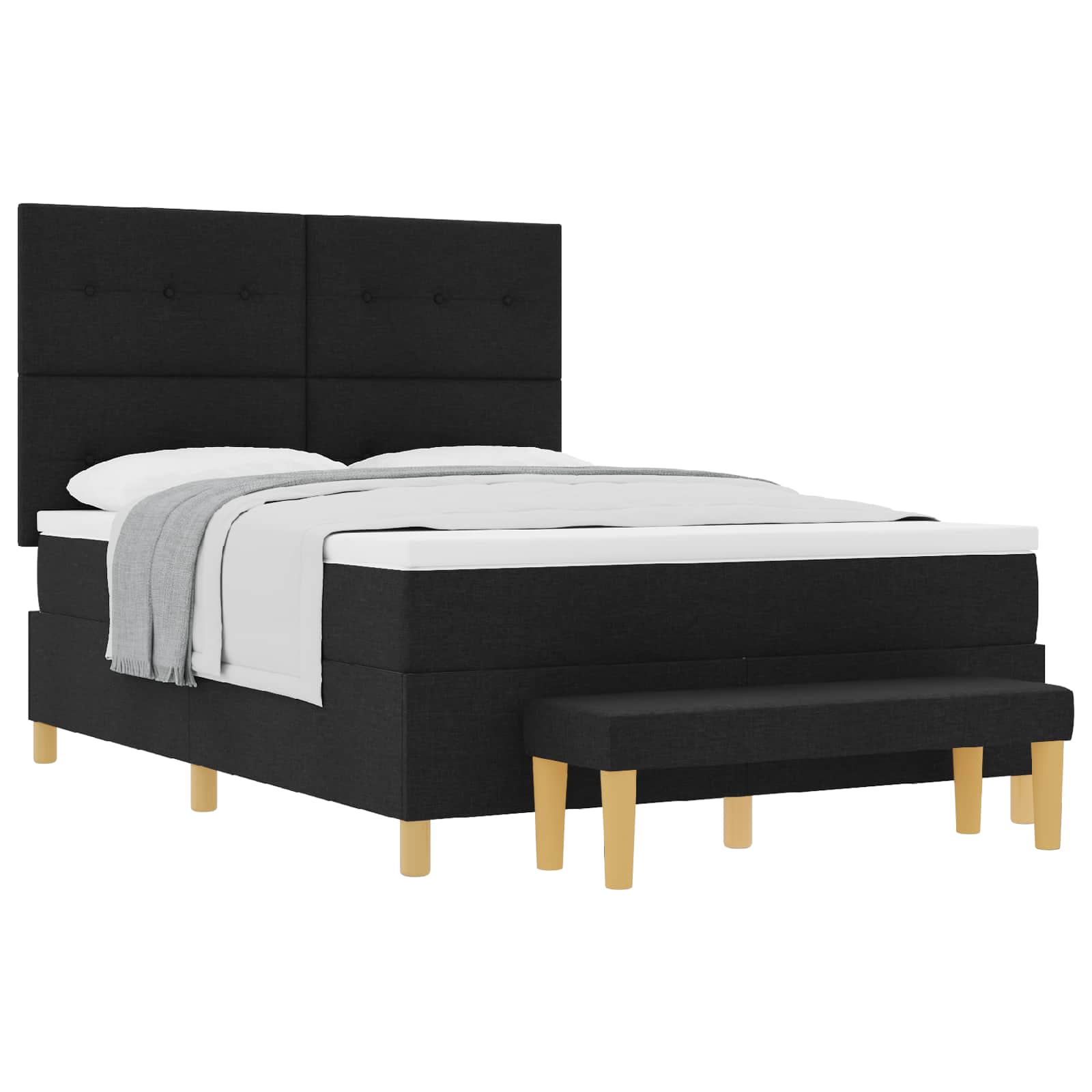 Letto a molle con testiera Nero 200 x 160 cm Tessuto | homemem39
