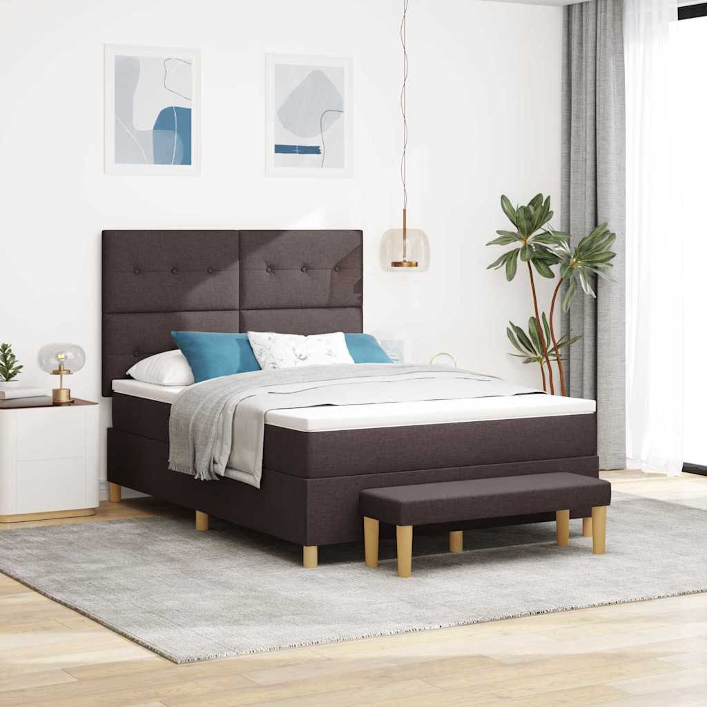 Letto a molle con testiera Marrone Scuro 200 x 160 cm Tessuto | homemem39