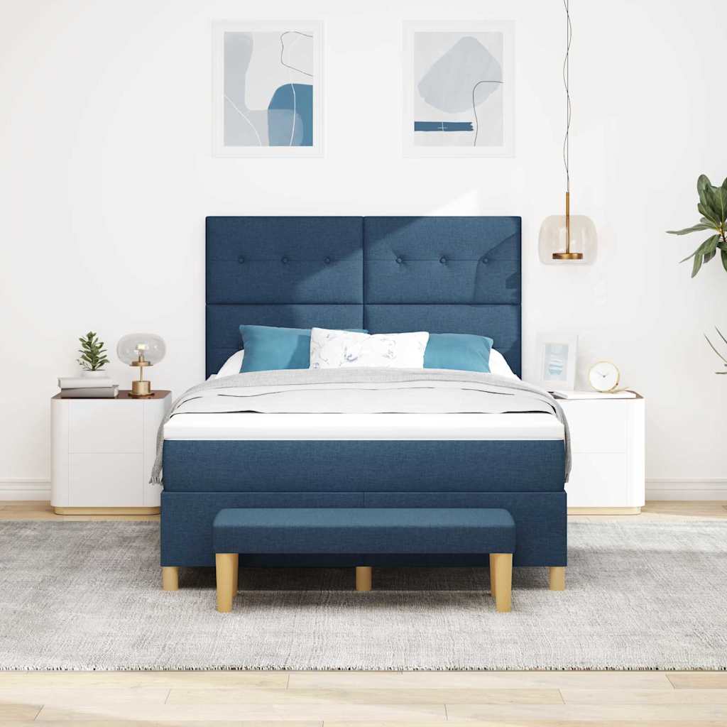 Letto a molle con testiera Blu 200 x 160 cm Tessuto | homemem39
