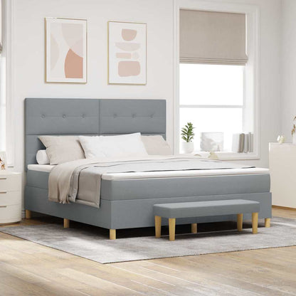 Letto a molle con testiera Grigio chiaro 200 x 180 cm Tessuto | homemem39
