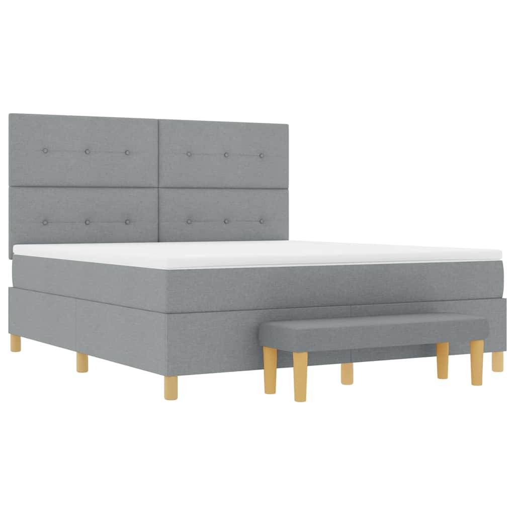 Letto a molle con testiera Grigio chiaro 200 x 180 cm Tessuto | homemem39