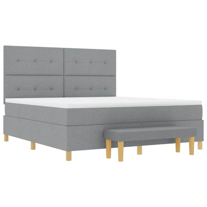 Letto a molle con testiera Grigio chiaro 200 x 180 cm Tessuto | homemem39