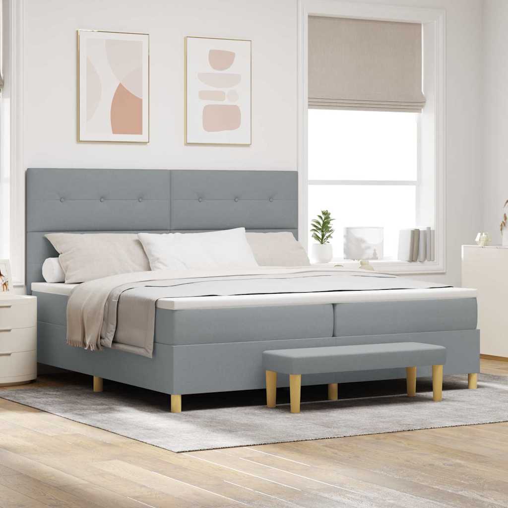 Letto a molle con materasso Grigio chiaro 200 x 200 cm Tessuto - homemem39