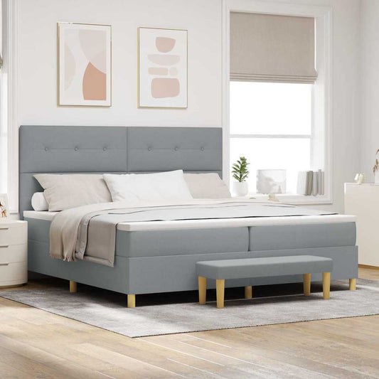 Letto a molle con materasso Grigio chiaro 200 x 200 cm Tessuto - homemem39