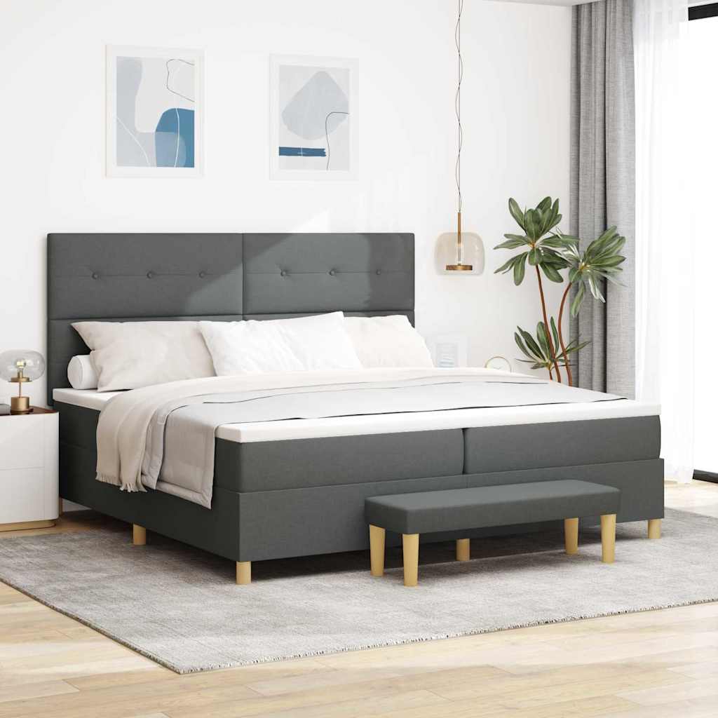 Letto a molle con materasso Grigio scuro 200 x 200 cm Tessuto - homemem39