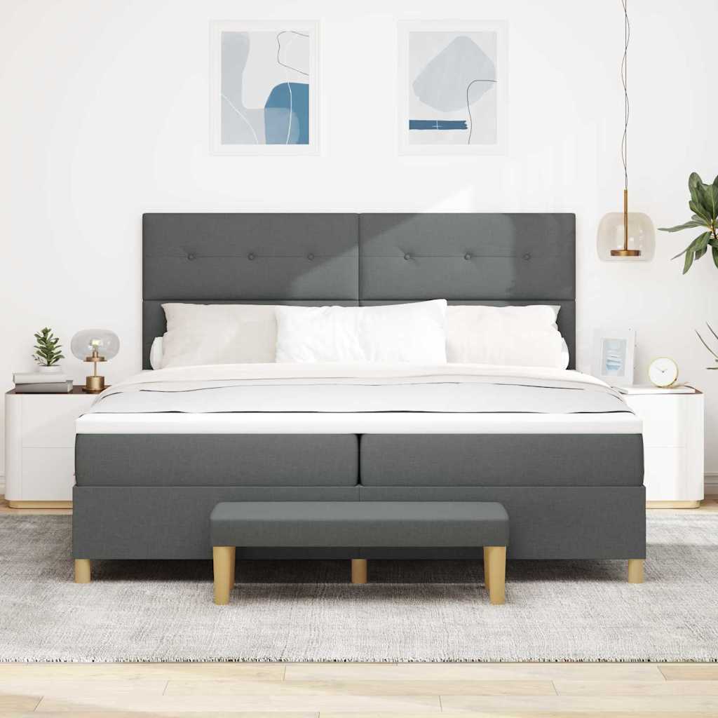 Letto a molle con materasso Grigio scuro 200 x 200 cm Tessuto - homemem39