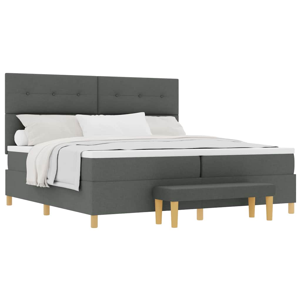 Letto a molle con materasso Grigio scuro 200 x 200 cm Tessuto - homemem39