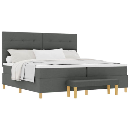 Letto a molle con materasso Grigio scuro 200 x 200 cm Tessuto - homemem39