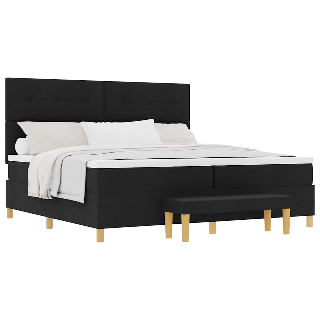 Letto a molle con materasso Nero 200 x 200 cm Tessuto - homemem39