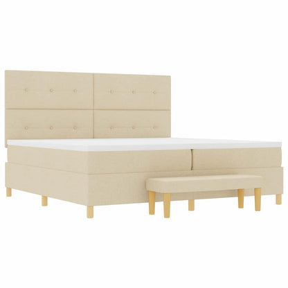 Letto a molle con testiera Crema 200 x 200 cm Tessuto | homemem39