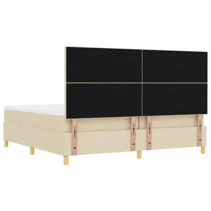 Letto a molle con testiera Crema 200 x 200 cm Tessuto | homemem39