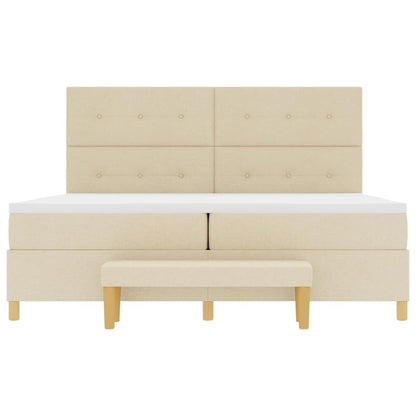 Letto a molle con testiera Crema 200 x 200 cm Tessuto | homemem39