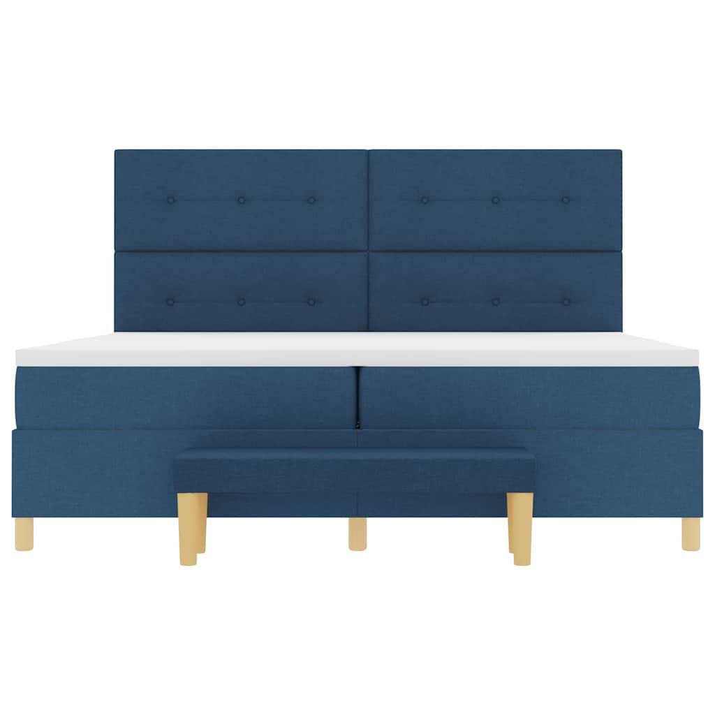 Letto a molle con testiera Blu 200 x 200 cm Tessuto | homemem39