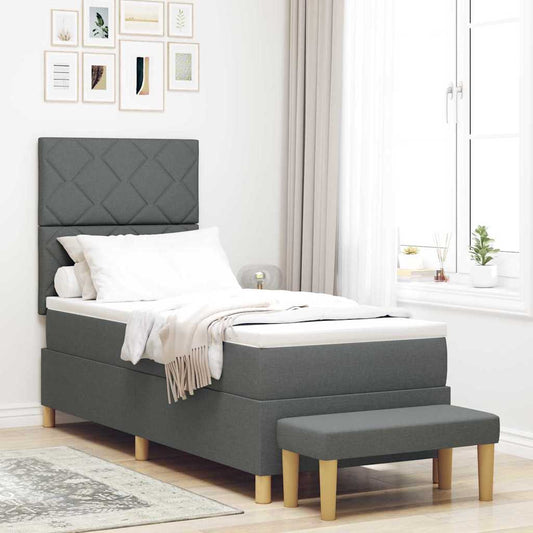 Letto a molle con testiera Grigio scuro 200 x 80 cm Tessuto | homemem39