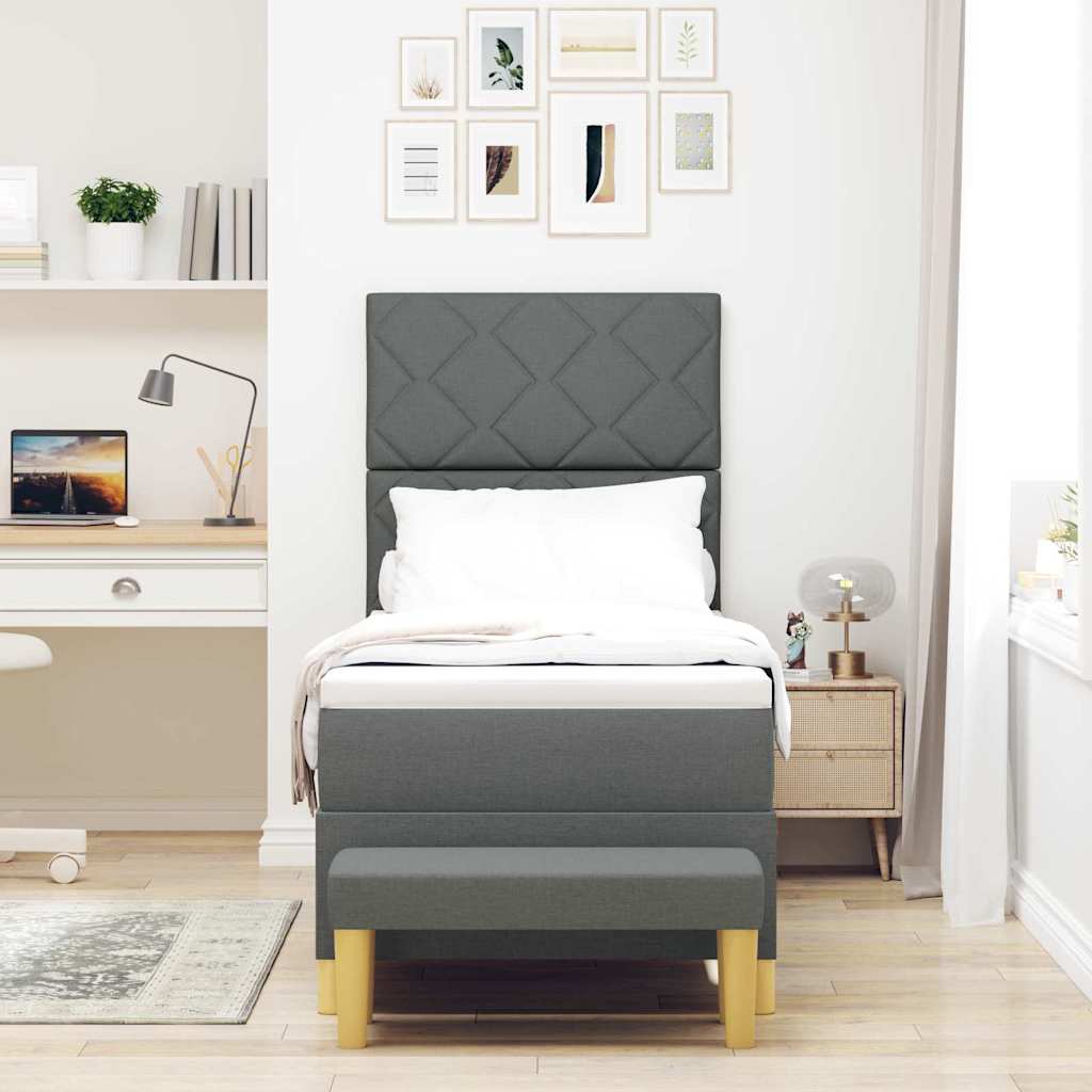 Letto a molle con testiera Grigio scuro 200 x 80 cm Tessuto | homemem39