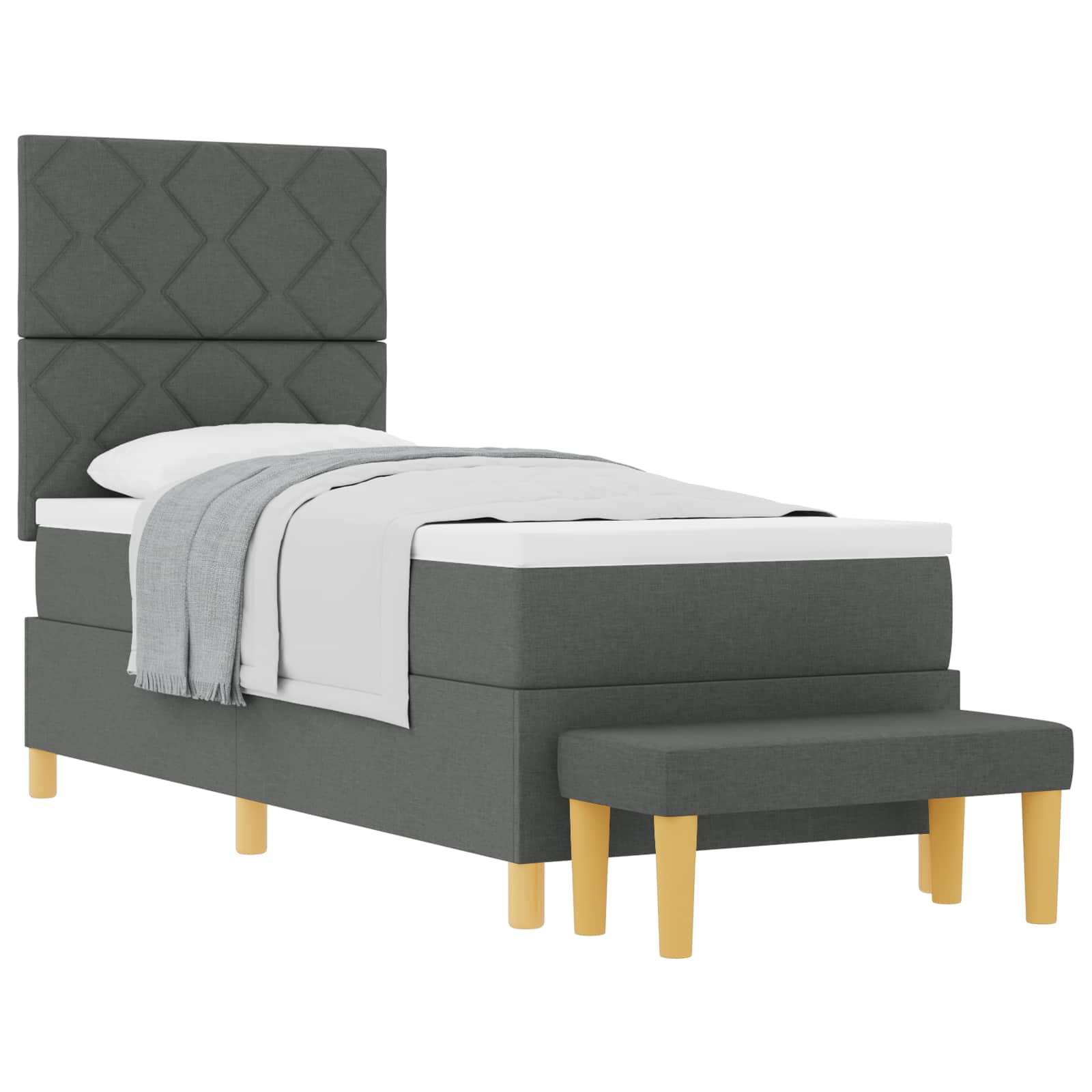 Letto a molle con testiera Grigio scuro 200 x 80 cm Tessuto | homemem39
