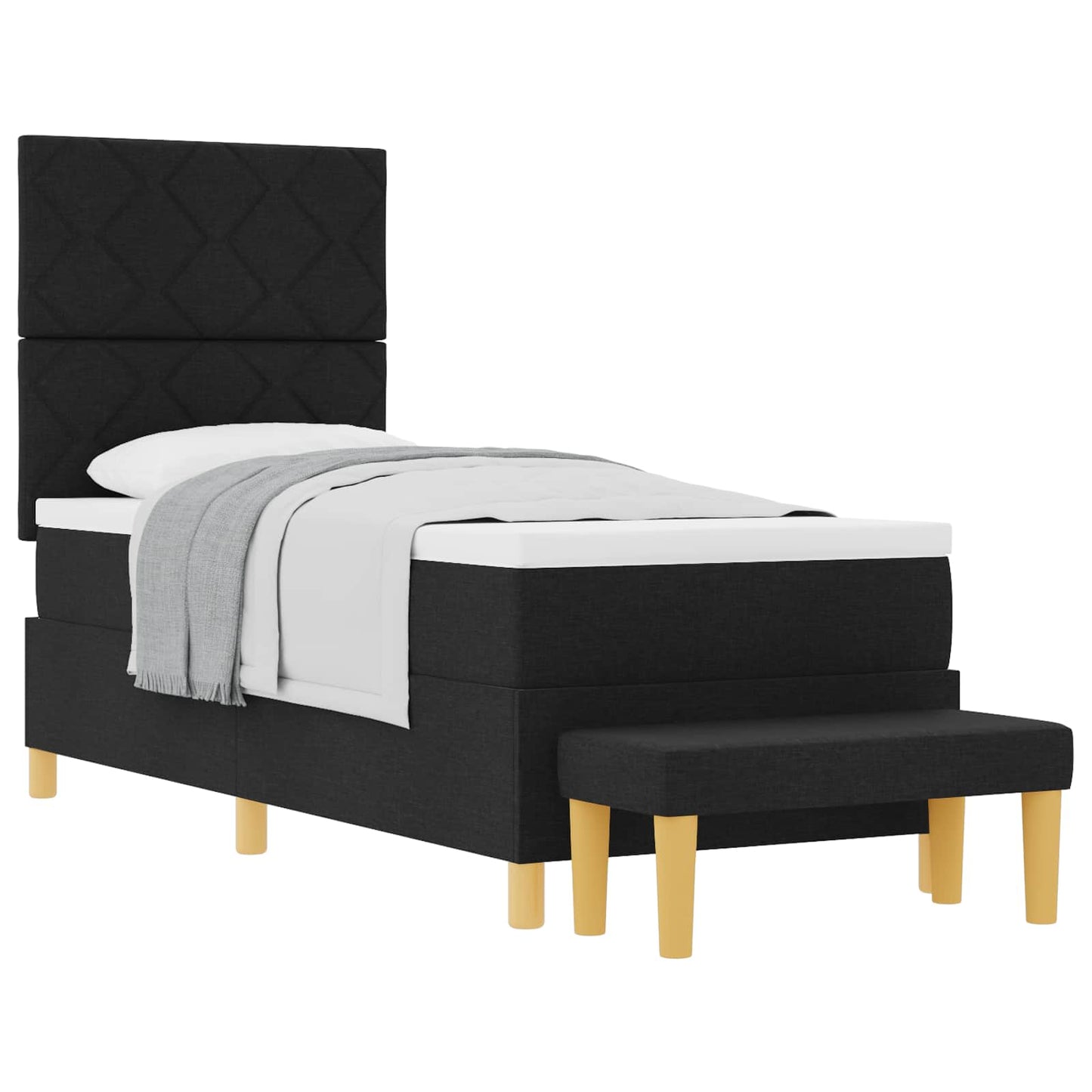 Letto a molle con cuscino con testiera Nero 200 x 80 cm Tessuto | homemem39